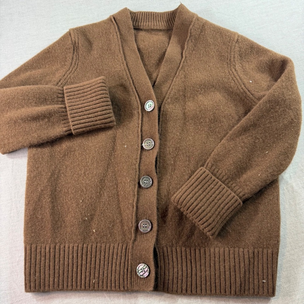 Unbranded Wool Cardigan Sweater Womens Medium Brown Excellent 100% Wool V-Neck